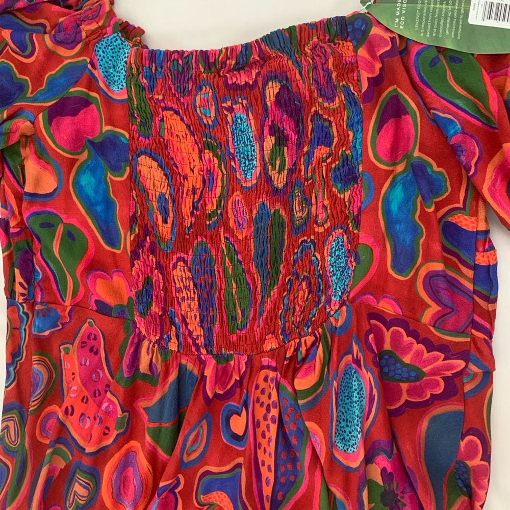 NWT FARM Rio Red Lisa Midi Dress - Fun Shapes Print - Size XL - Picture 4 of 11